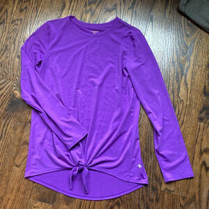 Girls Athletic Works Long Sleeve Top Size L Purple Tie Front